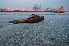 Frozen Elbe River