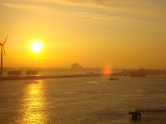Sunrise at Rotterdam Port