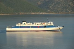 Ionian Star, early morning departure from Sami. 2/5/2013.