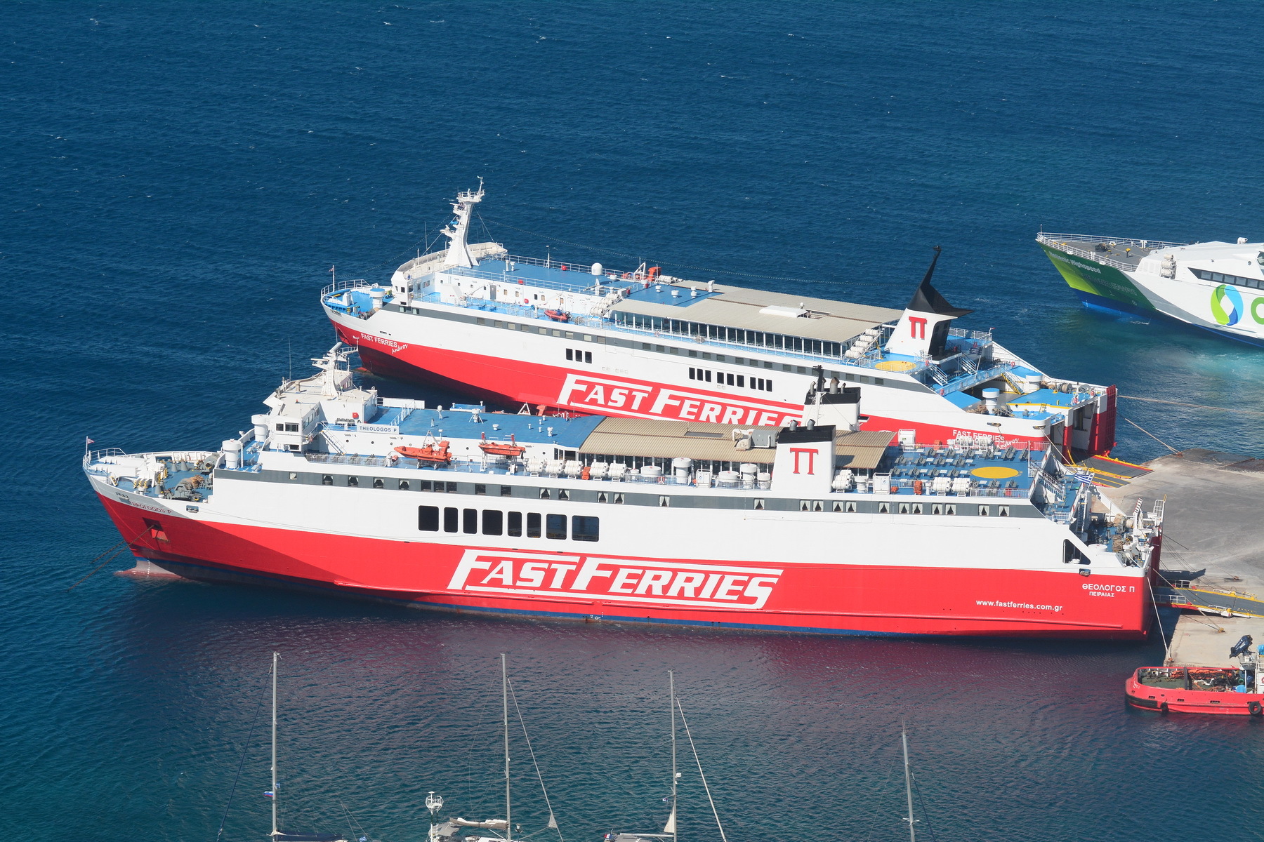 Fast Ferries Andros and Theologos P, 1st May 2016 in Mykonos