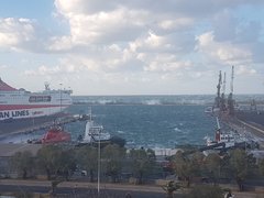 Heavy north winds hiting Heraklion Port