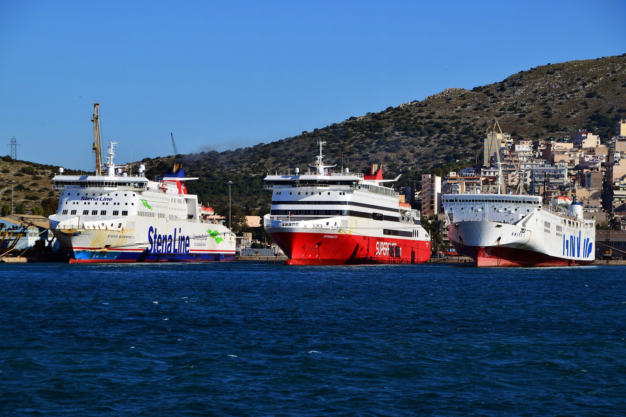 Stena Superfast X,Superfast XI,Kriti I@Perama 10/3/2020