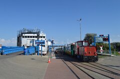 Borkum Ferry Terminal & Ostfriesland Docked
