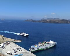 Olympus & World Champion jet Santorini Port
