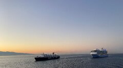 Nissos Rodos & Odyssey of the Seas incoming Piraeus, 28072022