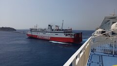 Ekaterini P maneuvering in Tinos port