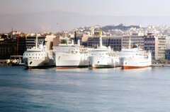 Ferries In Winter Lay Up at Piraeus Port